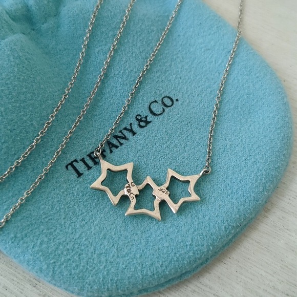 Tiffany Triple Star Necklace Silver